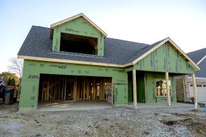 Home exterior being built at the courtyards at carr farms